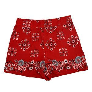 Ann Taylor Shorts Size 4 Women's Pull On Red Printed Floral Elastic Waist 4" NWT